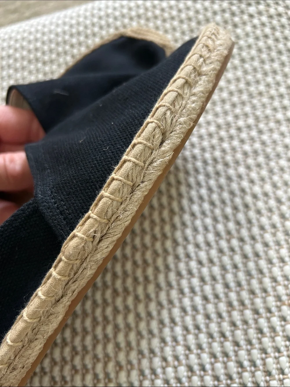 Soludos Black Canvas Espadrille Flats with Natural Jute Trim